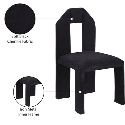 Bennett Black Chenille Fabric Dining Chair, Set of 2