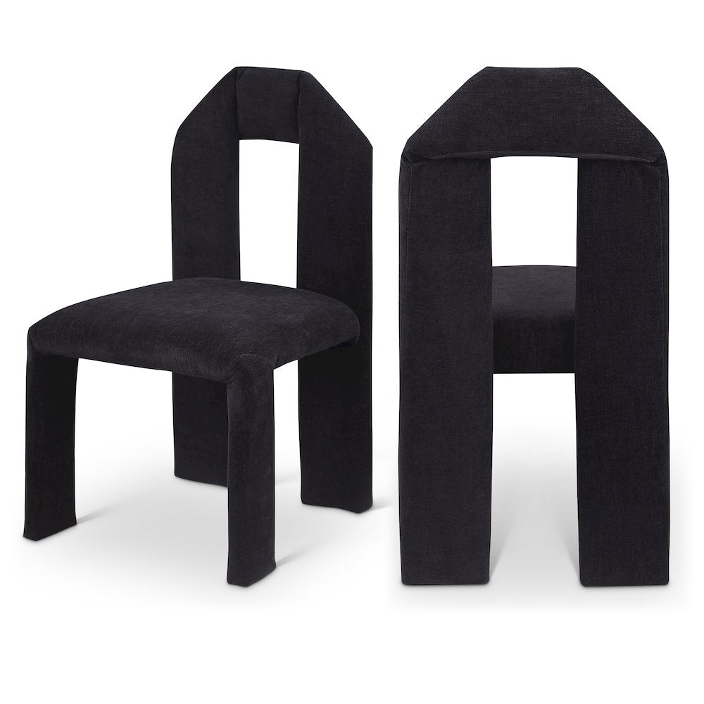Bennett Black Chenille Fabric Dining Chair, Set of 2