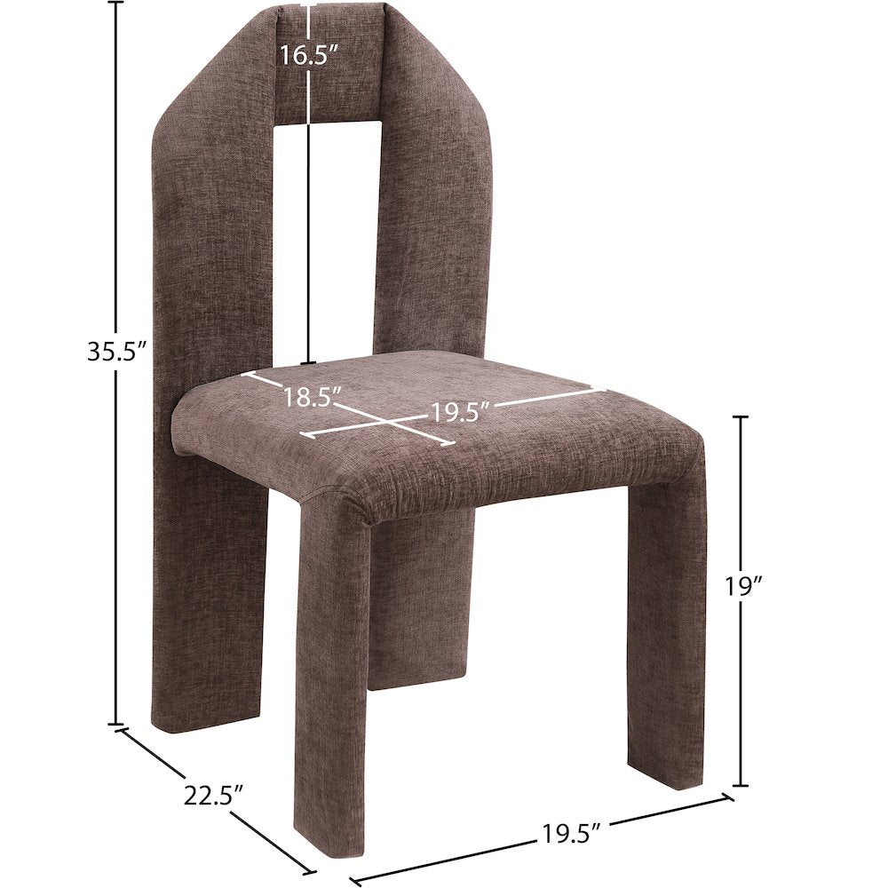 Bennett Brown Chenille Fabric Dining Chair, Set of 2