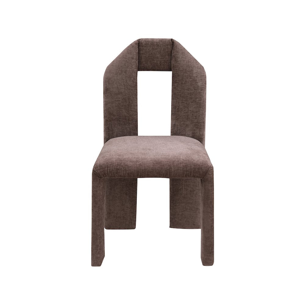 Bennett Brown Chenille Fabric Dining Chair, Set of 2