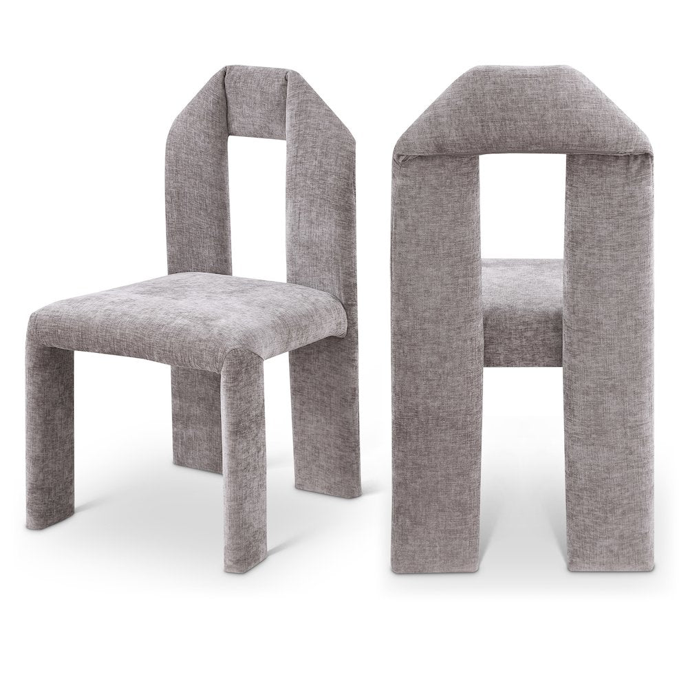 Bennett Grey Chenille Fabric Dining Chair, Set of 2
