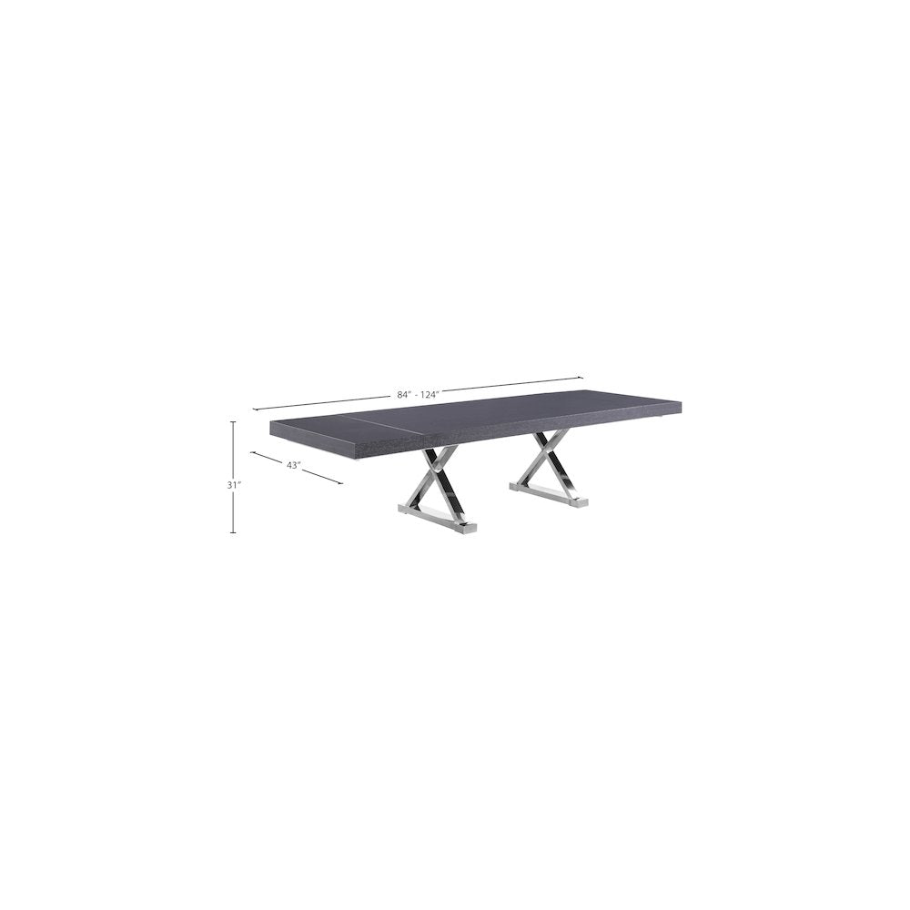 Excel Grey Oak Veneer Lacquer Extendable Dining Table