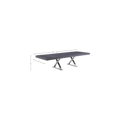 Excel Grey Oak Veneer Lacquer Extendable Dining Table
