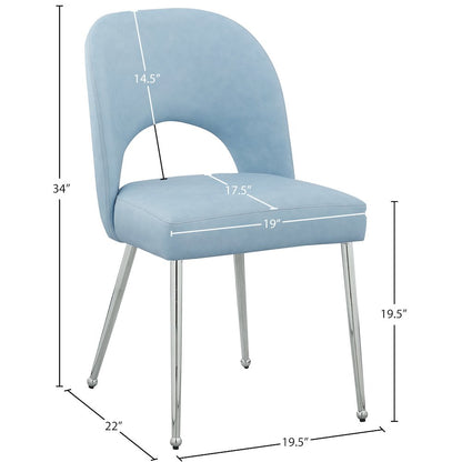 Logan Light Blue Vegan Leather Dining Chair, Set of 2