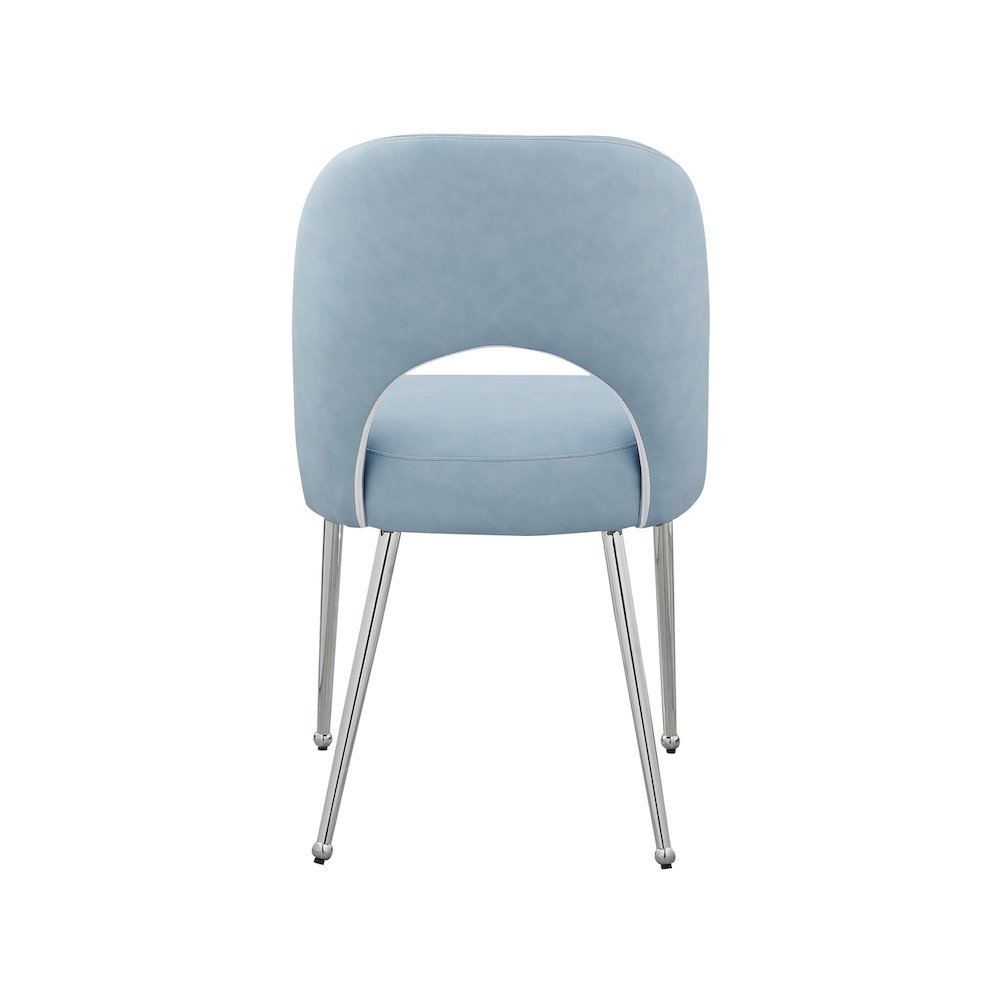 Logan Light Blue Vegan Leather Dining Chair, Set of 2
