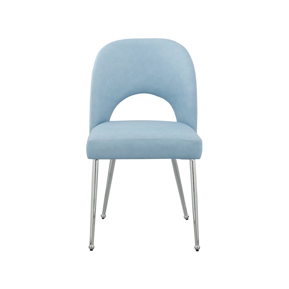 Logan Light Blue Vegan Leather Dining Chair, Set of 2