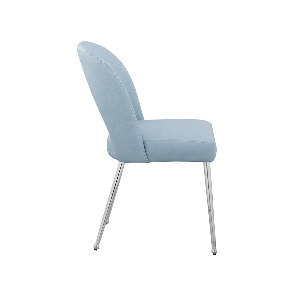 Logan Light Blue Vegan Leather Dining Chair, Set of 2