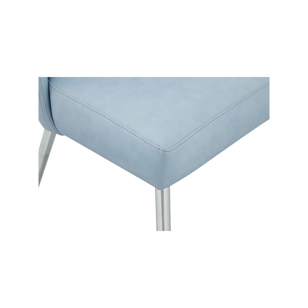 Logan Light Blue Vegan Leather Dining Chair, Set of 2