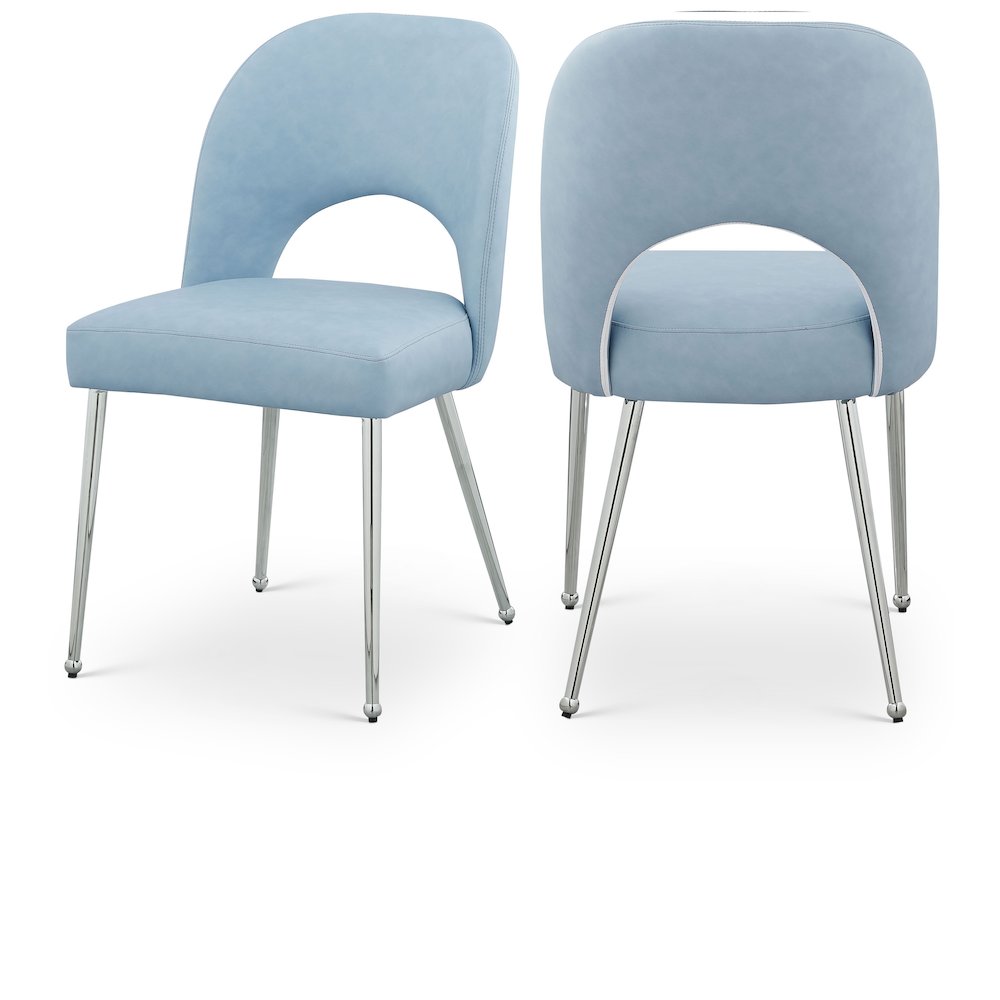 Logan Light Blue Vegan Leather Dining Chair, Set of 2