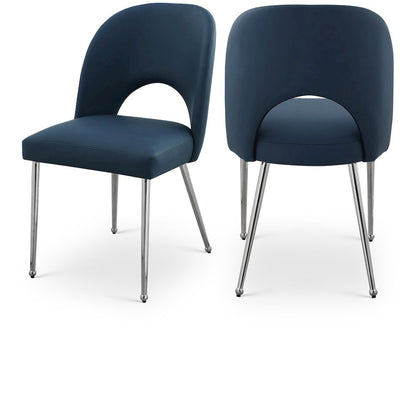 Logan Navy Vegan Leather Dining Chair, Set of 2