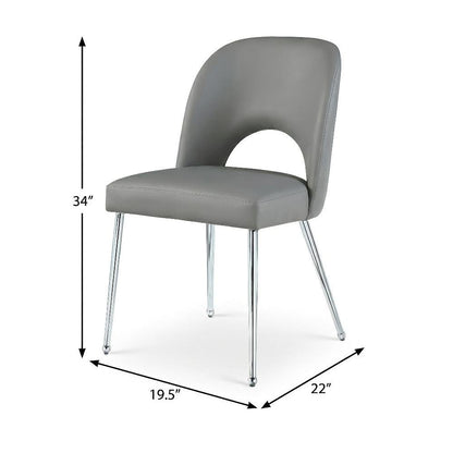 Chrome Vegan Leather Dining Chairs Set of 2 with Contemporary Design