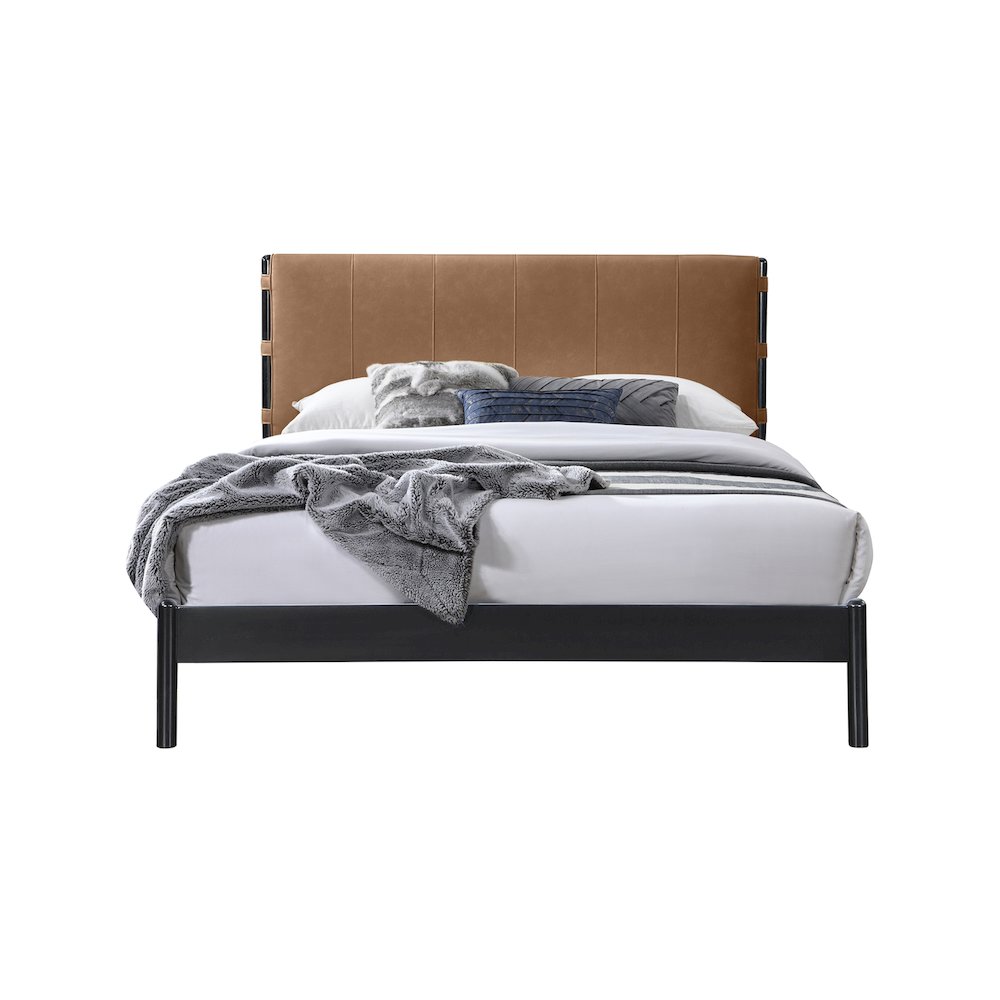 Abigail Cognac Vegan Leather King Bed