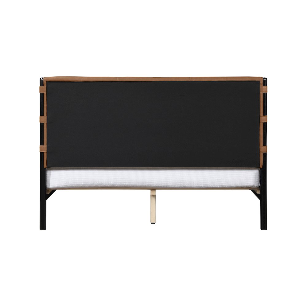 Abigail Cognac Vegan Leather Queen Bed