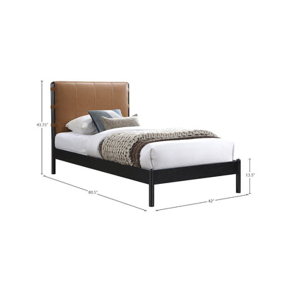 Abigail Cognac Vegan Leather Twin Bed