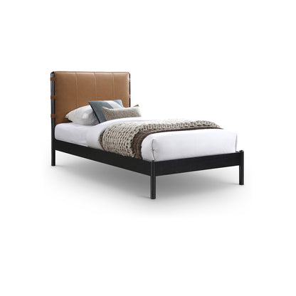 Abigail Cognac Vegan Leather Twin Bed