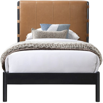 Abigail Cognac Vegan Leather Twin Bed