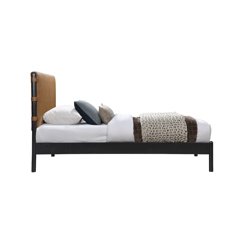 Abigail Cognac Vegan Leather Twin Bed