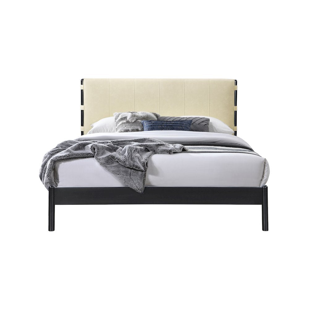 Abigail Cream Vegan Leather Full Bed