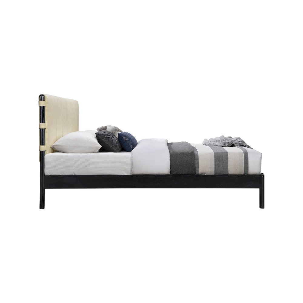 Abigail Cream Vegan Leather Queen Bed
