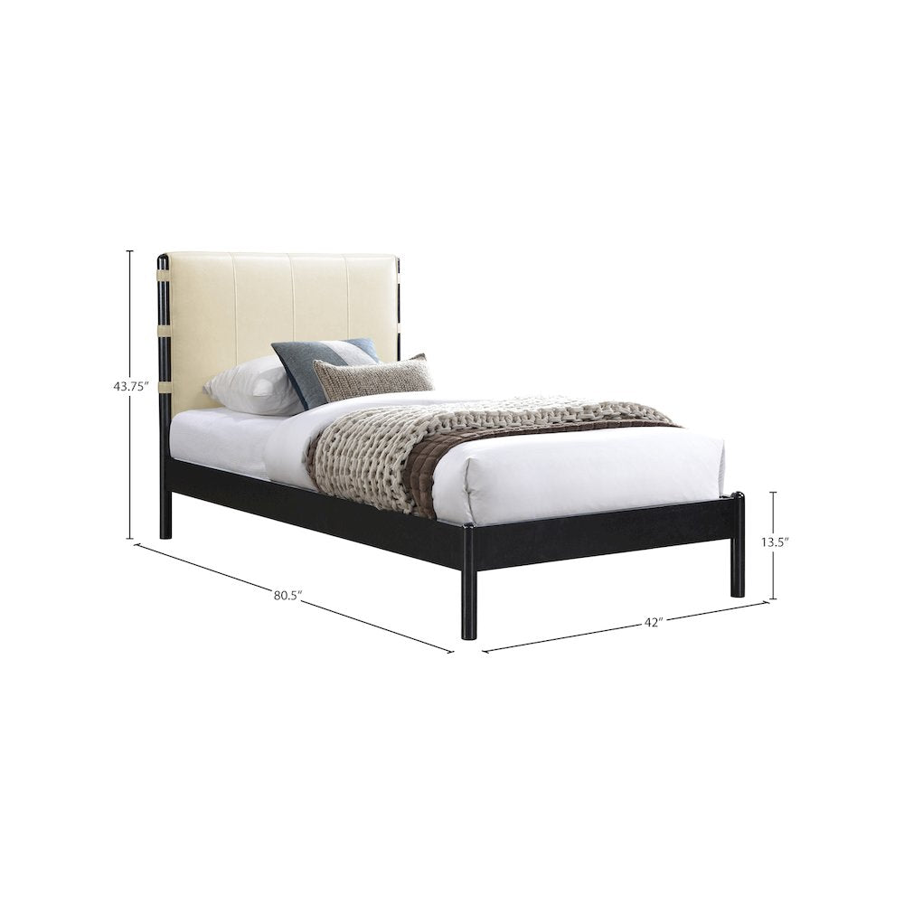 Abigail Cream Vegan Leather Twin Bed