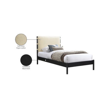 Abigail Cream Vegan Leather Twin Bed