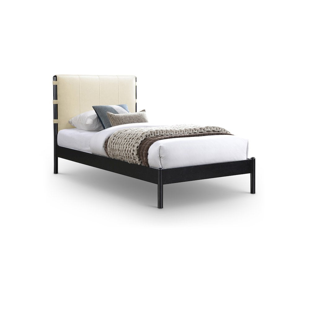 Abigail Cream Vegan Leather Twin Bed
