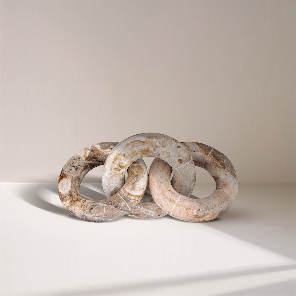 Rings Beige Marble Decorative Chain Links