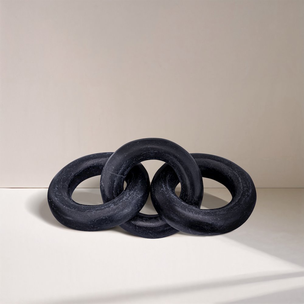 Rings Black Marble Decorative Chain Links