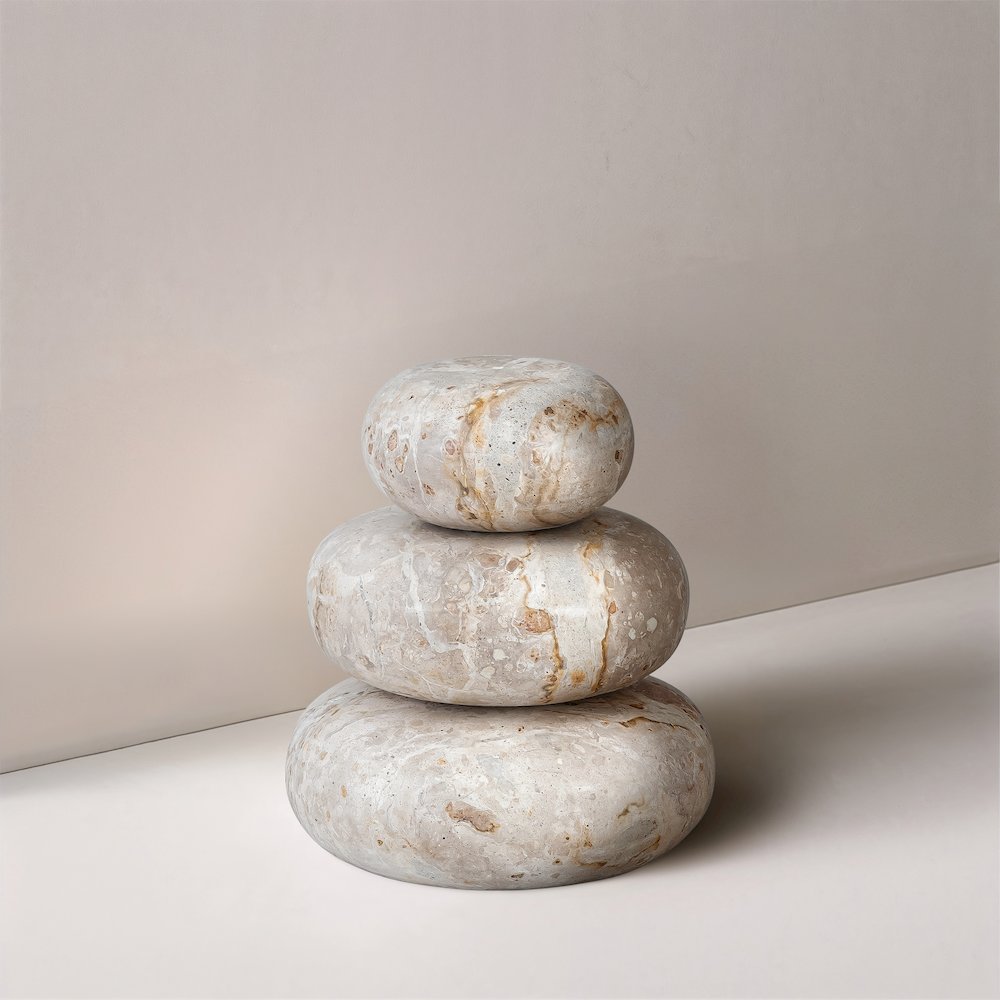 Pumpkin Beige Marble 3pc. Decorative Object