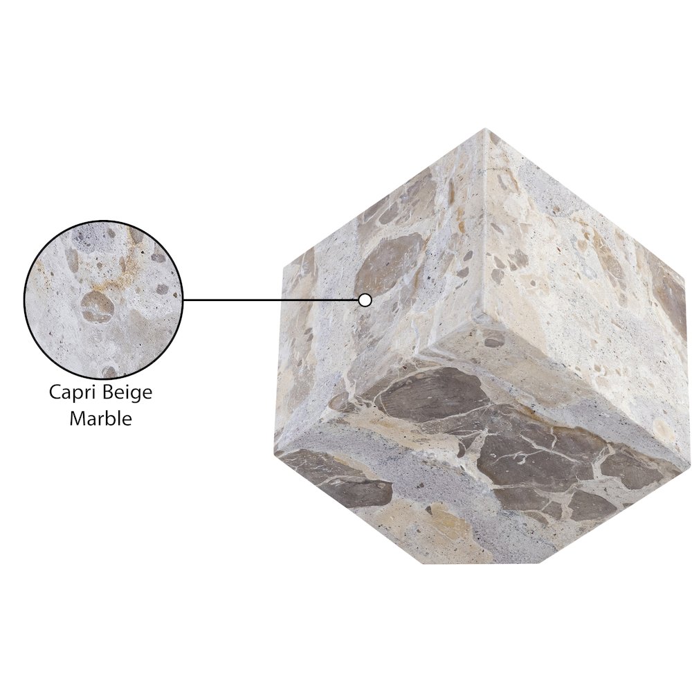 Block Beige Marble Decorative Cube