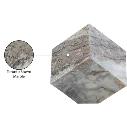 Block Brown Marble Decorative Cube
