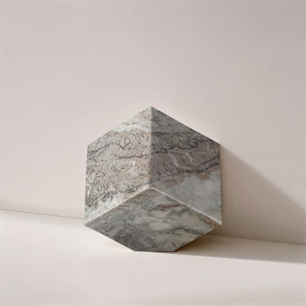 Block Brown Marble Decorative Cube