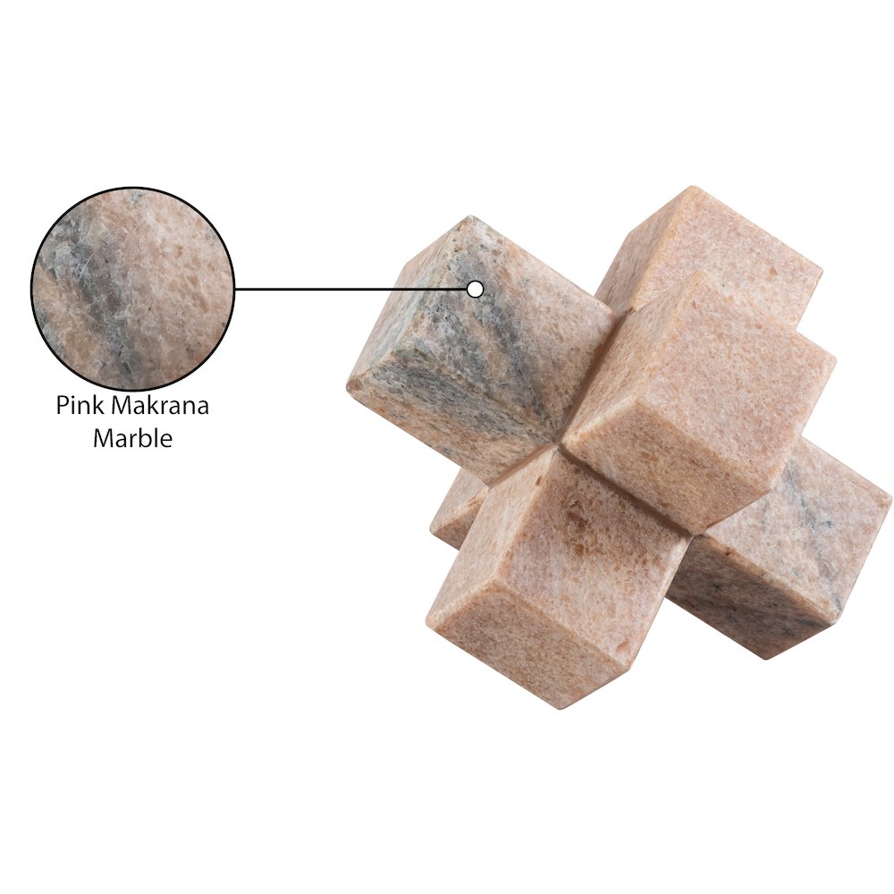 Jack Pink Marble Decorative Jack Object