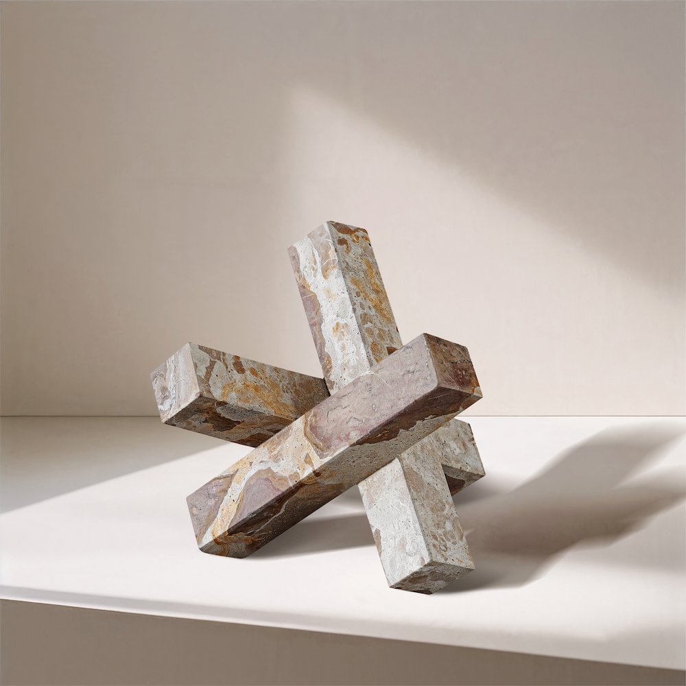 Stix Beige Marble Decorative Object
