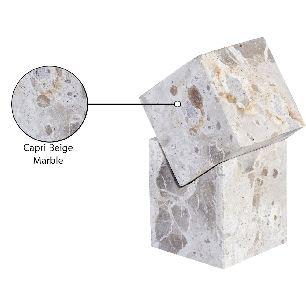 Quad Beige Marble Decorative Cube