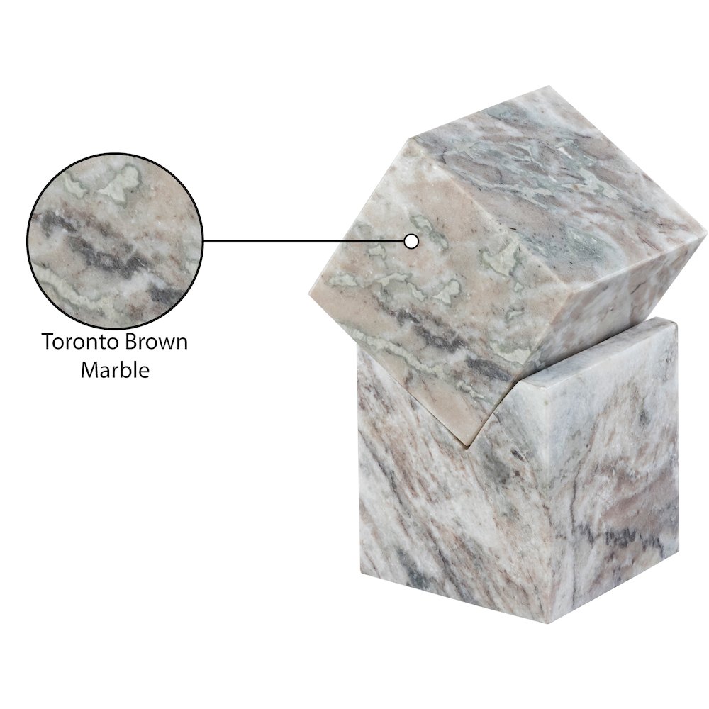 Quad Brown Marble Decorative Cube