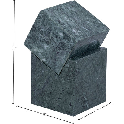 Quad Green Marble Decorative Cube