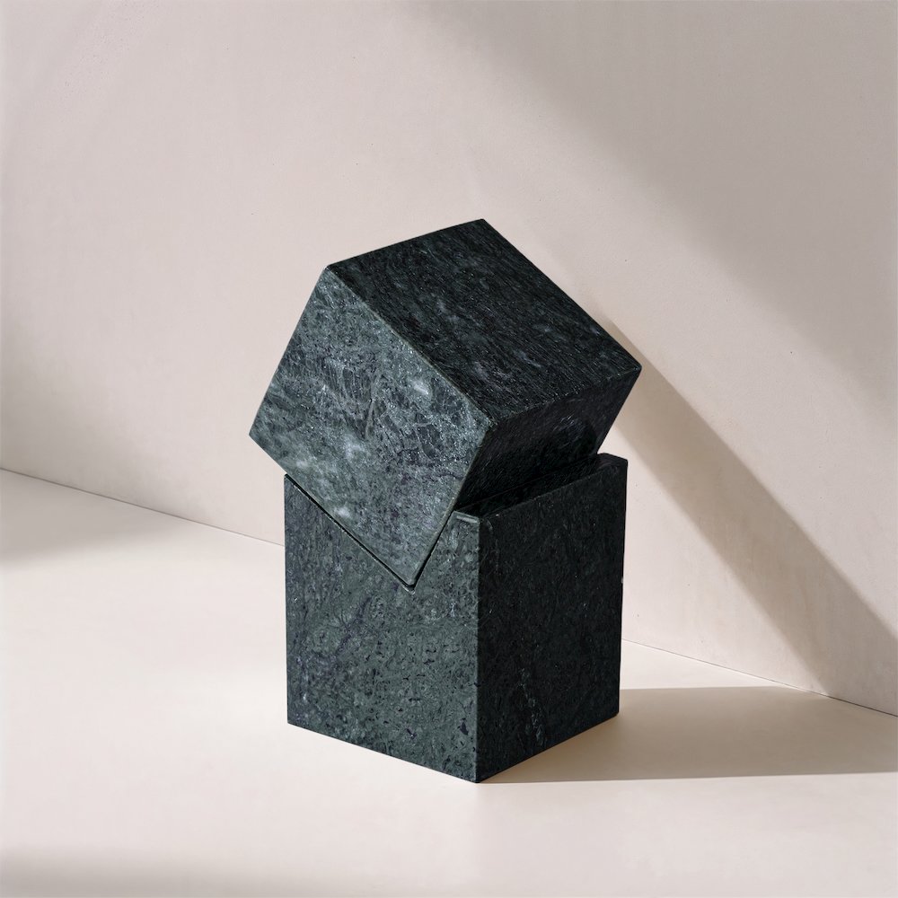 Quad Green Marble Decorative Cube