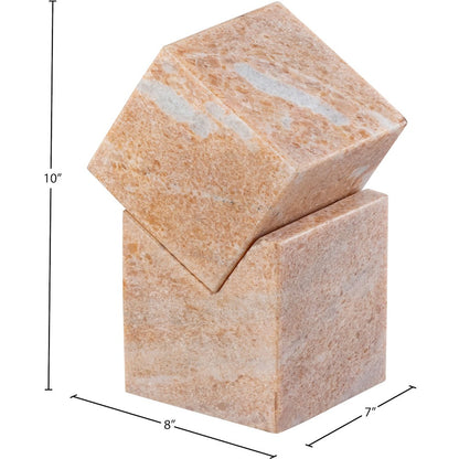 Quad Pink Marble Decorative Cube