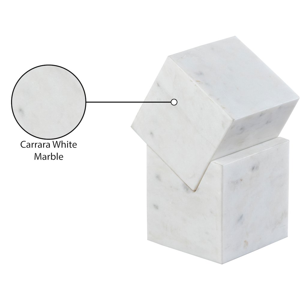 Quad White Marble Decorative Cube