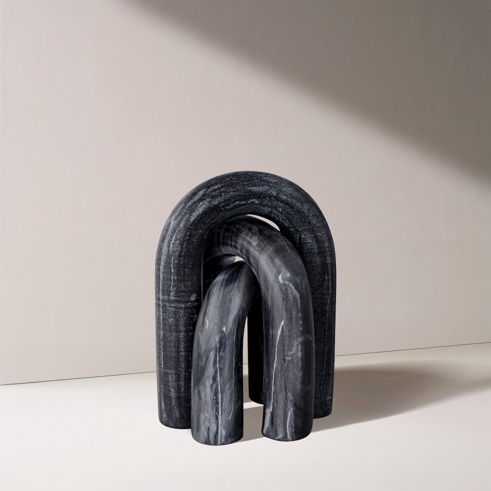 Arco Black Marble 3pc. Decorative Object