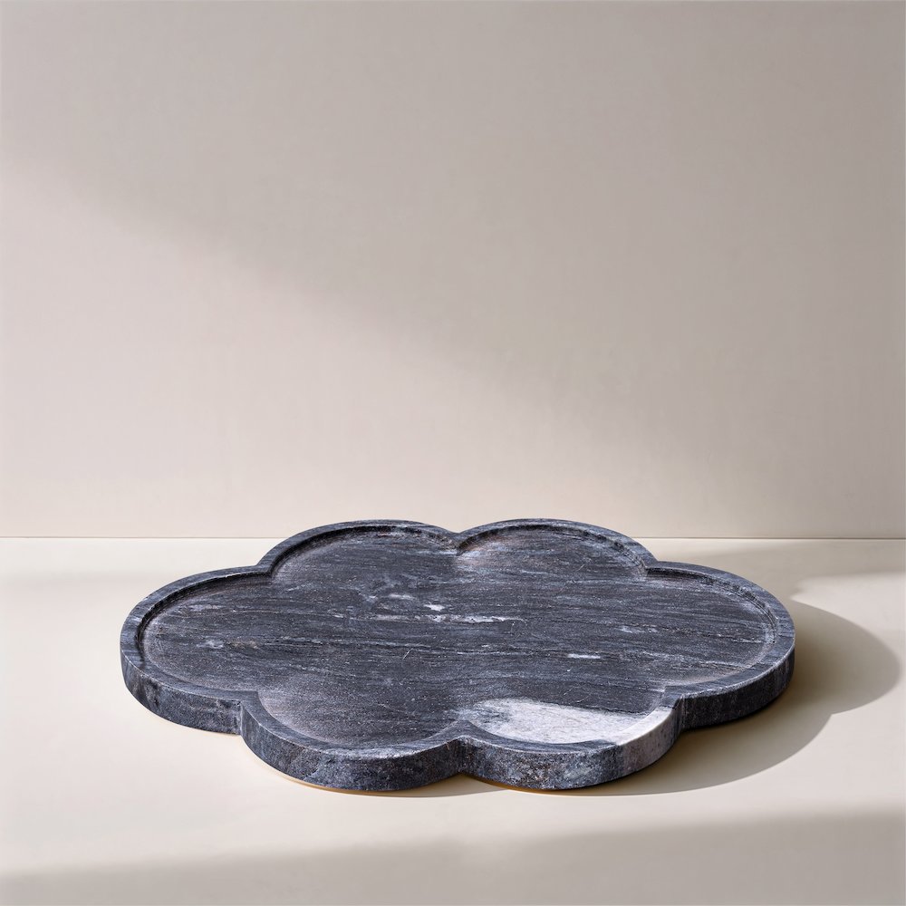 Rimini Black Clover Shaped Marble Tray