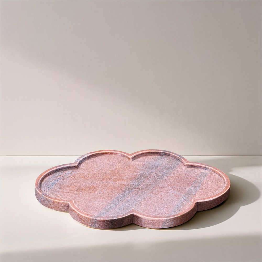 Rimini Pink Clover Shaped Marble Tray