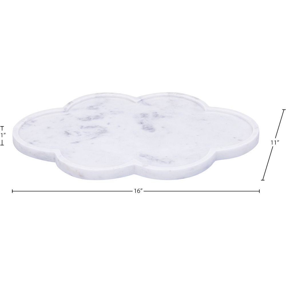 Rimini White Clover Shaped Marble Tray