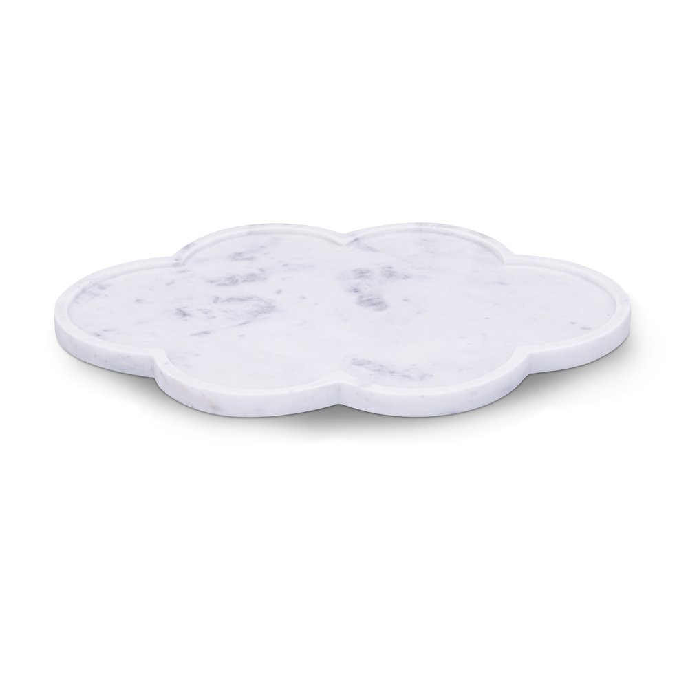 Rimini White Clover Shaped Marble Tray
