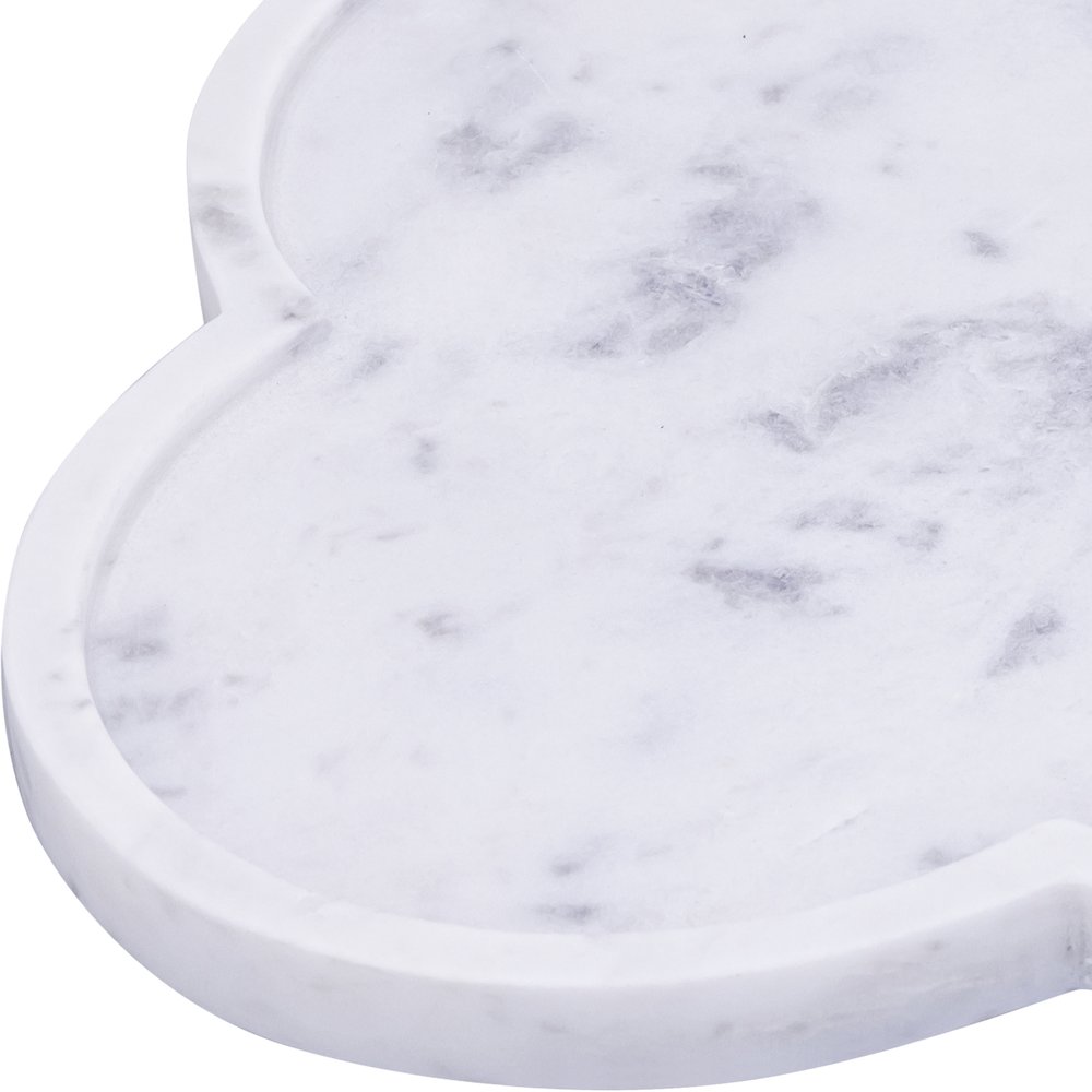 Rimini White Clover Shaped Marble Tray