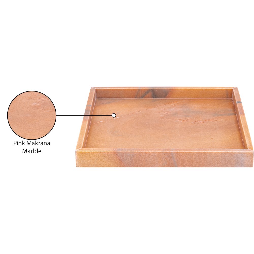 Barletta Pink Square Marble Tray