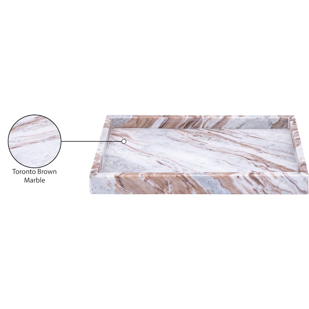 Barletta Brown Rectangular Marble Tray