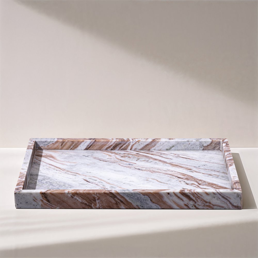 Barletta Brown Rectangular Marble Tray