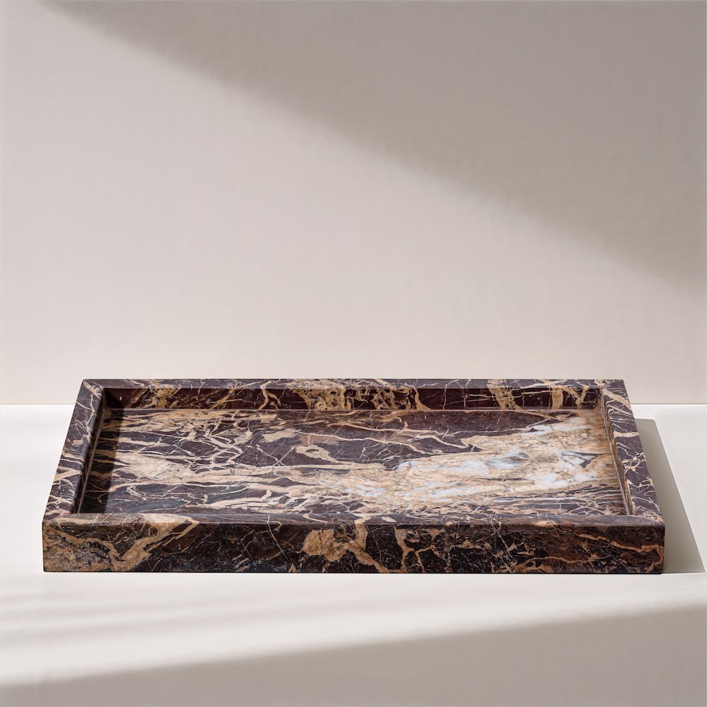 Barletta Cherry Rectangular Marble Tray